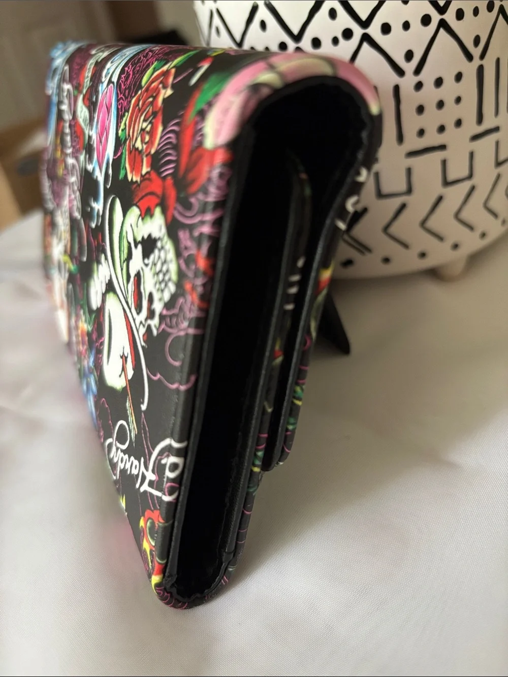 Ed Hardy Tattoo-Print Wallet Clutch